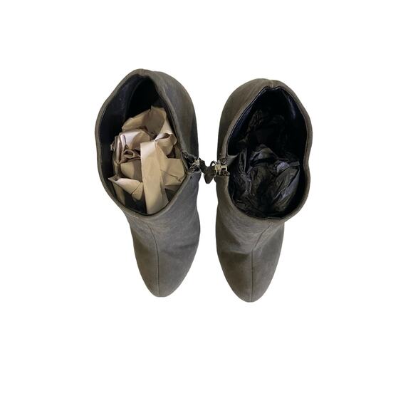 Giuseppe Zanotti Daisy Suede Sculpted Wedge Ankle Booties Made in Italy Gray 38 - Picture 3 of 9